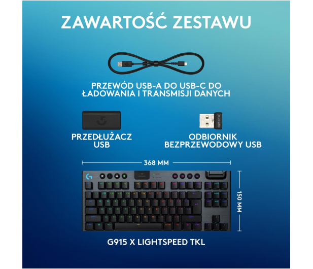 LOGITECH G915 X TKL Lightspeed Tactile czarny 920-012721 - 1276179 - zdjęcie 9